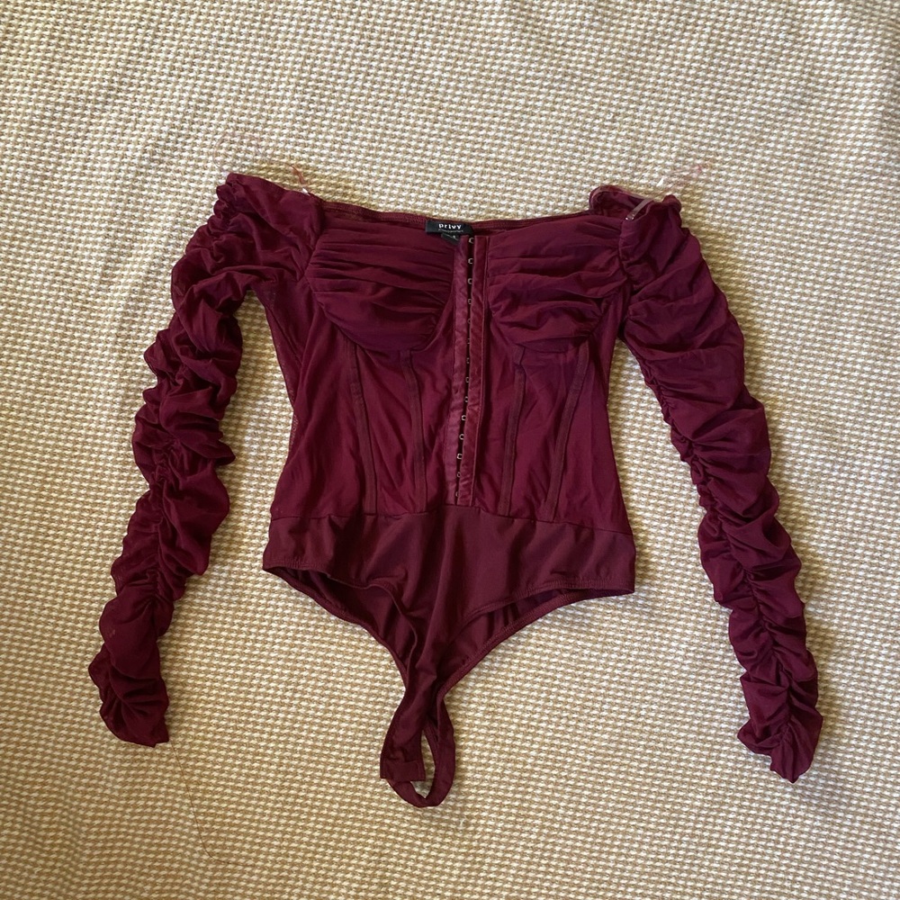 Privy romantic red mesh bodysuit